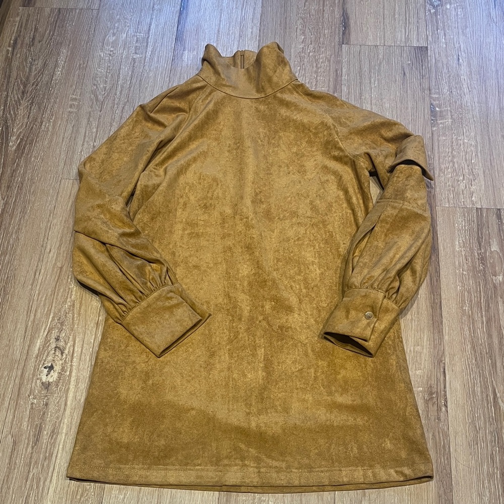 NWOT Tan Long Sleeve Mock Neck Mini Dress
